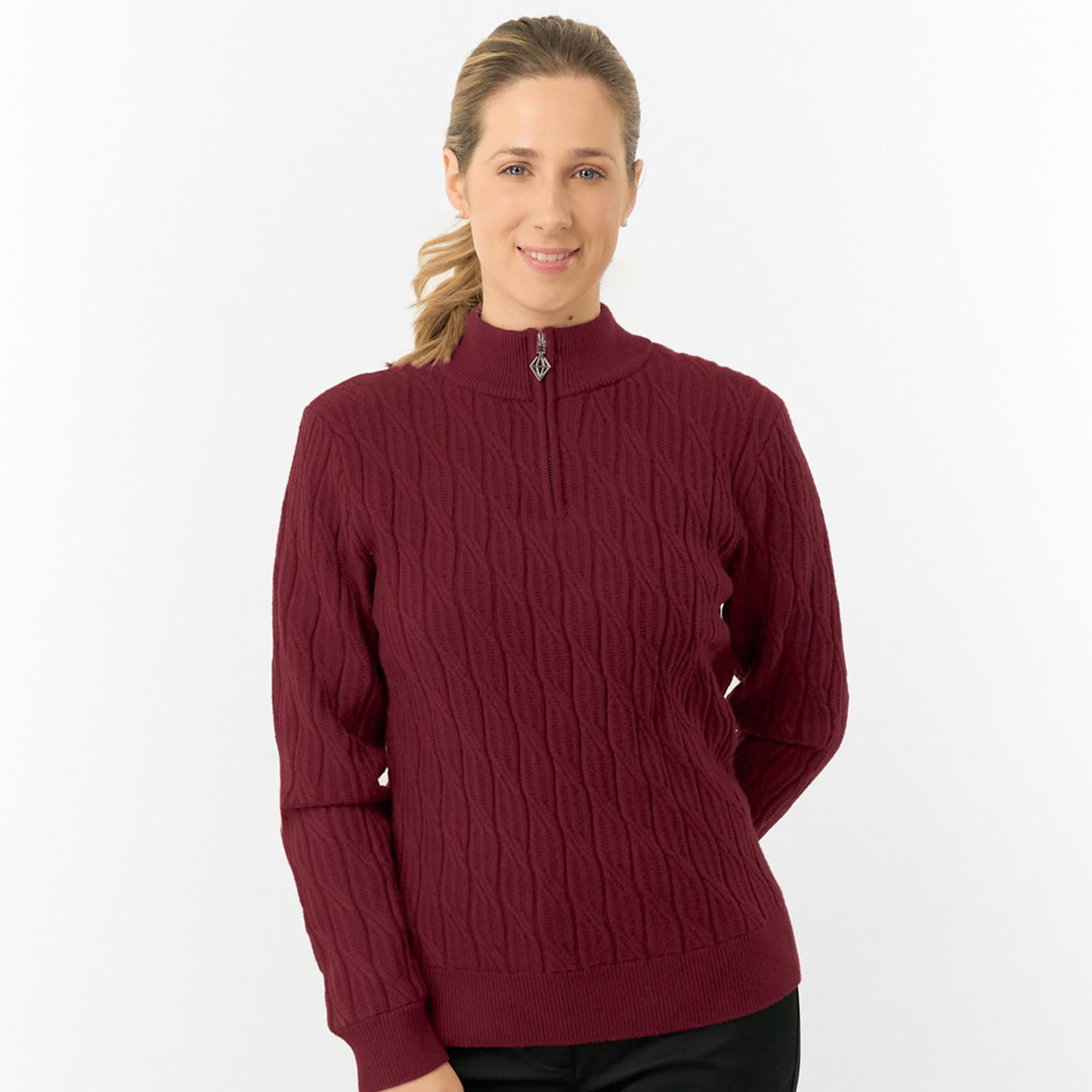 Pure Golf Sorrell Margot Knit Lined Ladies Golf Jumper Merlot